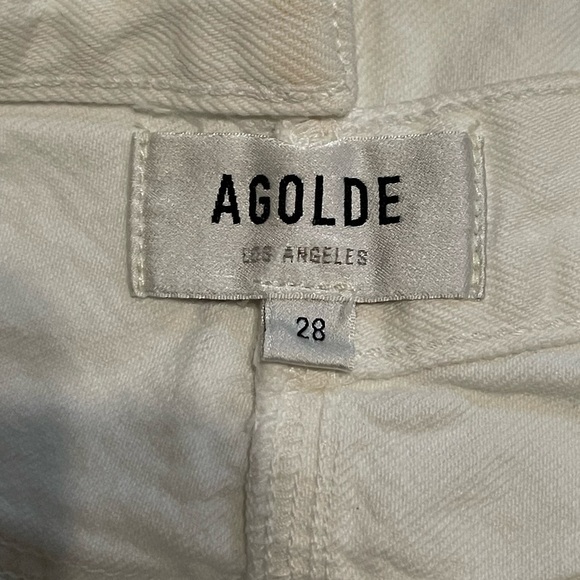 AGOLDE Criss Cross Short $178 Element White Denim Shorts Asymmetrical Long Sz 28 - Picture 5 of 9